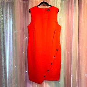 TOMMY HILFIGER SLEEVELESS ASYMMETRICAL SHEATH DRESS, Bright ORANGE 14 W